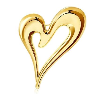 China Fashion 925 Silver Elegant Gold Plated Gold Plated Heart Style Brooch Pin for sale