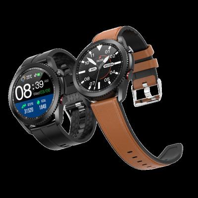 China New 1.3 inch touch screen around the shell smart leather strap alloy metal alloy metal watch T40 continuous dynamic heart rate call smartwatches. for sale