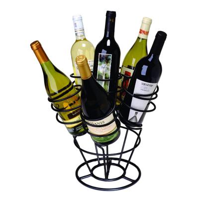 China 6 Bottle Tabletop Iron Stainless Steel Wire Decorative Wine Rack Sustainable for sale