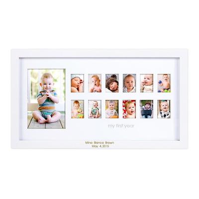 China Fashion Style Wooden First Year Baby Footprint Photo Frame Handprint Decor for sale