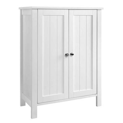 China Modern Wooden White Bathroom Floor Standing Storage Cabinet With Double Door Decor for sale