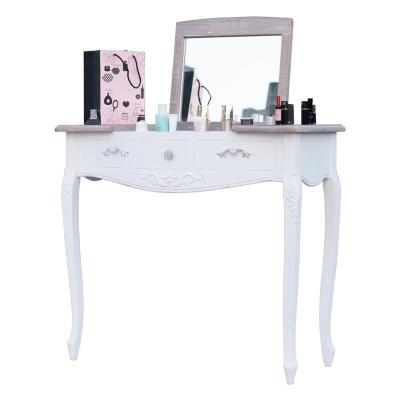 China Modern French Single Vanity Solid Wood Mirrored Dressing Table With Drawer for sale