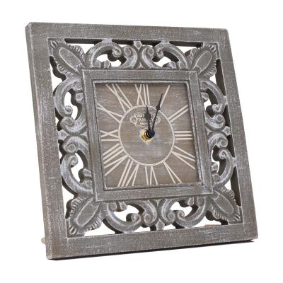 China Wholesale Custom Style Wood Antique Unique Office Square Solid Wood Wall Clock for sale