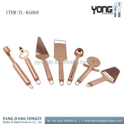 China Hot Selling Viable New Style Copper Plating 7 Pieces Kitchen Fruit Vegetable Tool and Instrument Set for sale