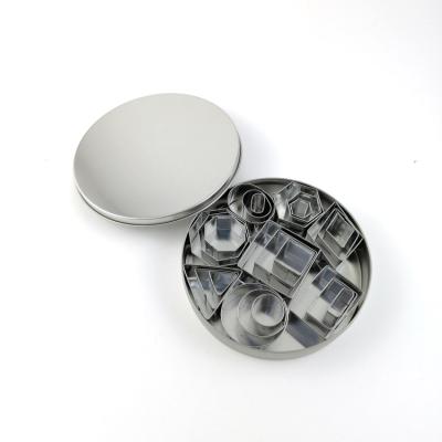 China Geometric Stainless Steel Mini Cookie Cutter Set Viable Custom 24 Pcs Shapes for sale