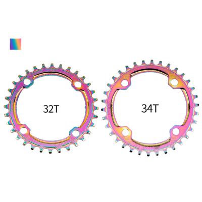 China BMX 104 Bicycle Chain Wheel BCD 32/34/36/38T MTB Bike Crankset Colorful Narrow Wide Circular Plate for sale