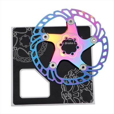 China Rainbow Hollow Design MTB 140/160/180/203mm Quick Cool Colorful Full Disc Brake Rotor CNC Road Bike Brake Disc for sale