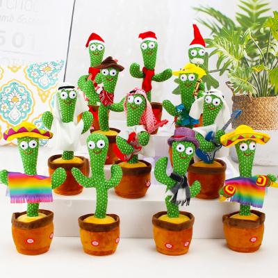 China Kids Gift Tiktok Juguetes Plush Toy USB Charging Recording Interactive Singing Music Dancing Cactus for sale