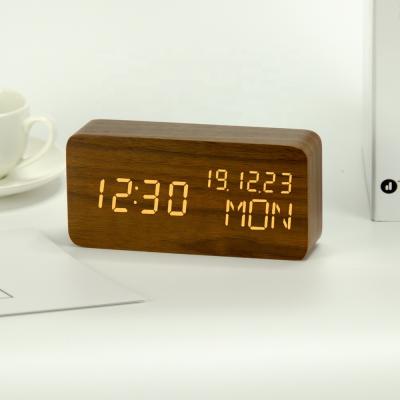 China Class EMAF creative home decor white red blue green led table wood desk alarm clock for kids for sale