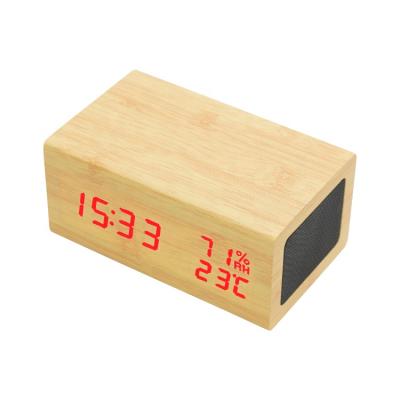 China LUMINOVA EMAF Power BT USB Wooden Speaker Alarm Clock Temperature Humidity Multifunction Clock for sale