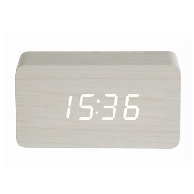 China Classroom EMAF Alarm Clock Small Bedstand Smart LED Kids Bedroom Alarm Clock Mini Time Date Digital Wooden Temperature for sale