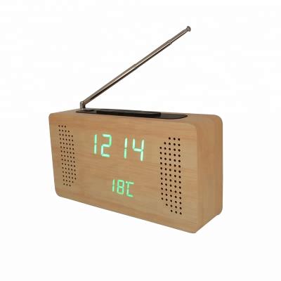 China PORTABLE Wooden Desktop Alarm Clock Radio LED Display for sale