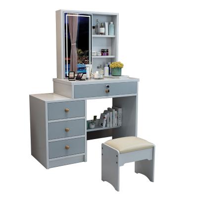 China Factory Price Wholesale Foldable Vanity Mirrored Dresser Set With 4 Drawers Make Up Desk Girl's Bedroom Dressing Table With Mirror for sale