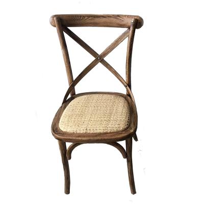 China Wedding X Bestselling Antique Stackable Wooden Crossback Event Bentwood Rattan Vintage Cooling Cross Back Chair for sale