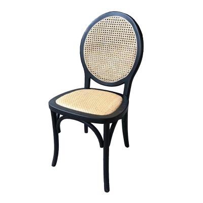 China French Wedding Dining Room Cooling Stackable Rattan Dining Back Chairs for sale