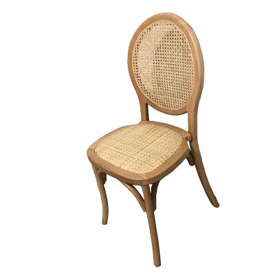 China Best Seller Event Cooling Rental Wooden Round Back Restaurant Dining French Round Rattan Chair for sale