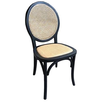 China 2021 Removable Cover Rattan Seat Rustic Antique Wooden Wedding Rattan Chair For Wholesale for sale