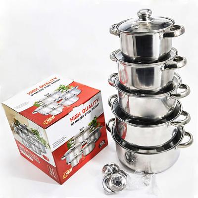 China Food Grade Stainless Steel Kitchen 5pcs Sustainable Pot Pan Sets Cooking Sets Cookware for sale