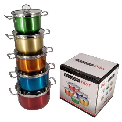 China Sustainable 5 PCS Soup Pot Stainless Steel Soup Pot Stick Bone Soup Pot Non Set Non Stick Cookware Sets for sale