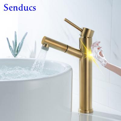 China Sense Faucets Touch Basin Faucets Senducs Quality 304 Stainless Steel Pull Out Basin Sink Mixer Taps Hot Cold Touch Smart Bathroom Faucet for sale