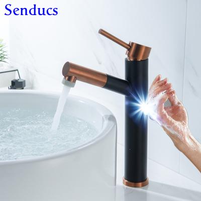 China Sense Faucets Touch Hot Cold Senducs Basin Faucets Pull Out Bathroom Basin Mixer Tap Smart Touch Bathroom Mixer Taps for sale