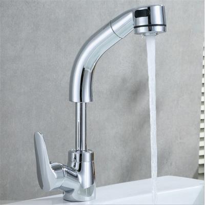 China Sense Faucets Pull Down Bathroom Faucet Senducs Brass Chrome Hot Cold Pull Down Bathroom Mixer Tap Deck Mounted Basin Faucets for sale