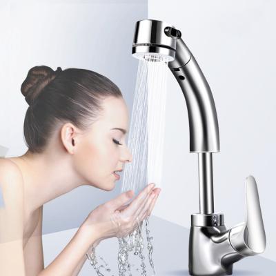 China Sense Faucets Chrome Lift Pull Out Faucet Brass Hot Cold Inlet Bathroom Sink Mixer Taps Quality Basin Lift Faucets Newly for sale