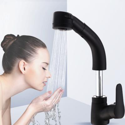 China Sense Faucets Black To Pull Out Basin Faucet Lift Cheap Price Brass Shampoo Pull Down Hot Cold Lift Basin Mixer Tap Bathroom Mixer Tap for sale