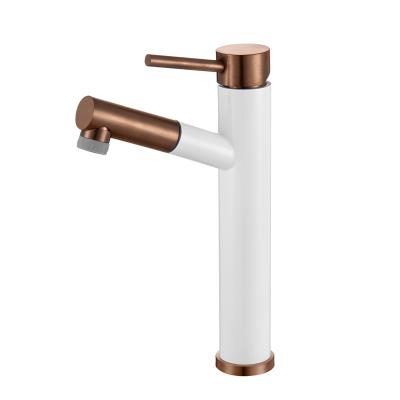 China Hot Cold Mixer Taps Basin Mixer Taps Senducs Quality 304 Stainless Steel Sense Faucets Bathroom White Gold Pull Down Basin Mixer Taps for sale