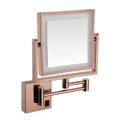 China Magnifying LED Bathroom Mirrors with Quality Brass Beauty Mirrors Rose Gold Magnifying Bathroom Mirrors Wall Mounted for sale