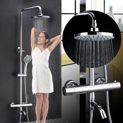 China With Round Chrome Slide Bar Thermostatic Shower System Rainfall Shower Set Bathroom Shower Set Mixer For Bathtub Faucet for sale