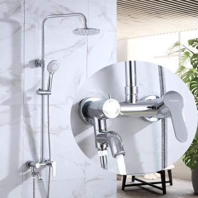 China With Shower Bathroom Slide Bar Hot And Cold Mixer Set Shower Faucet Body Simple Design Brass Tub Water Faucet for sale