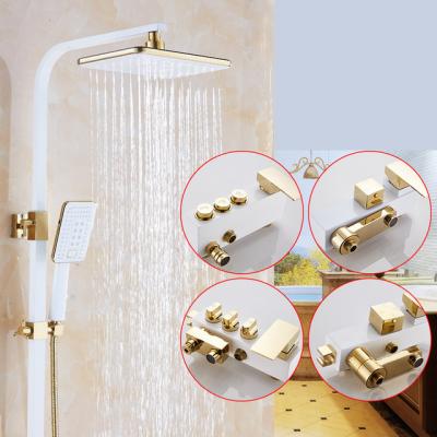 China With Slide Bar China Brand Bathroom Rainfall Shower Set Hot And Cold Shower Mixer Set Adjust Height Bath Shower System for sale