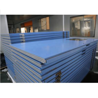 China Good quality factory modern blue steel door straight outside square and inside round window with hospital steel door for sale