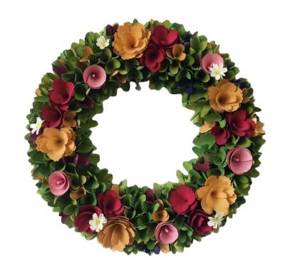 China Indoor And Outdoor Use Multi Color Round Shape Wooden Loop Garland for sale