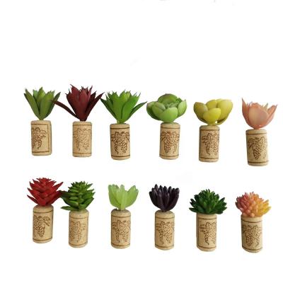 China Artificial Home Decor Artificial Succulent Fridge Magnet with Wine Cork for sale