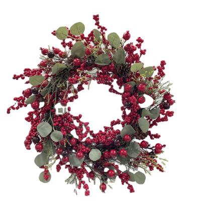 China Christmas Whole Berry Wreath Eucalyptus Wreath Red Christamas Factory Supply Sale for sale