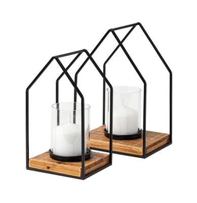 China ECO-frendly set of black wooden base candle holder centerpiece decorative high quality metal candle holder for sale