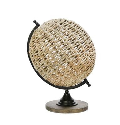 China Unique Eco-Friendly Rattan and Metal Globe Decor Home Decorative Globe Tabletop Decor for sale