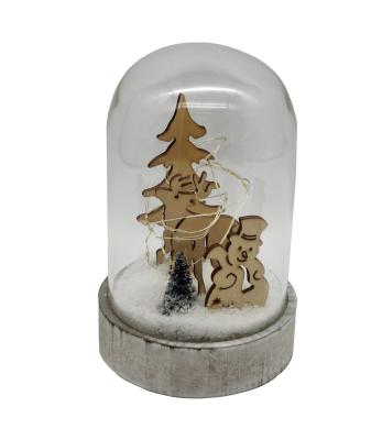 China ALL Christmas Light Up Wooden Stage Bell With Battery Operated String Lights for sale