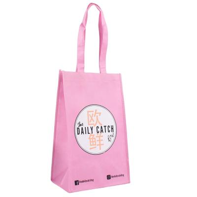 China Economic Buy Custom Design Portable Non Woven Pink Shopping Bags For Your Own Logo for sale