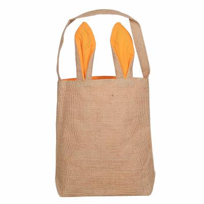 China Eco-Friendly Shopping Promotion Logo Printed Shopping Handbags Rabbit Style Jute Bags For Women for sale