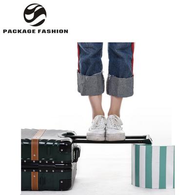 China ABS+PC Material Custom Processing Silent Wheel Universal Dark Green Luxury Design Aluminum Luggage Suitcase for sale