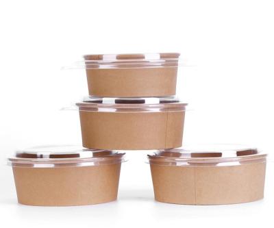 China KSB-157 disposable eco disposable take away 750ml white paper kraft paper food salad bowl with PET lids or PP lids for sale