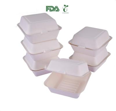 China water & ZA090 compostable eco-friendly biodegradable oil resistance food take out box disposable paper pulp burger box for sale