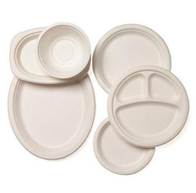 China water & SPR6 Oil Resistance Compostable Biodegradable Sugarcane Bagasse Dish Set Microwave Safe Disposable Takeout Dish for sale