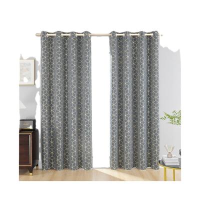 China Blackout Border Tan Geometric Modern Simple Bedroom Shading Bedroom Living Room Finished Curtain for sale