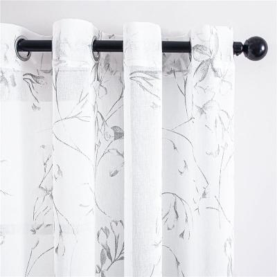 China Blackout Lily Print Window Gauze Bedroom Modern Aesthetic Gauze House Living Room Curtain for sale