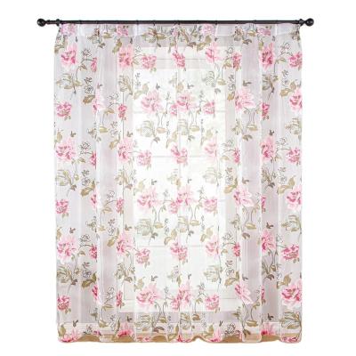 China Modern Floral Glass Print Bedroom Window Blackout Blackout Window Screen Butterfly Tulle Bedroom Living Room Sheer Curtain for sale