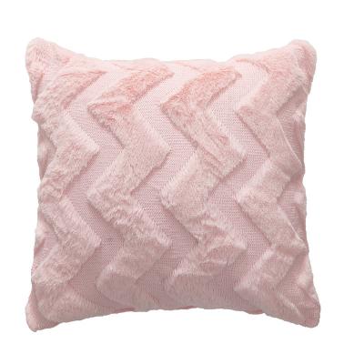 China Hotel Rabbit Plush Embrace Pillow Solid Color Border Hair Stitched Sofa Embrace Pillow Headrest Pillow Cover Cushion Waist Pillowcase for sale